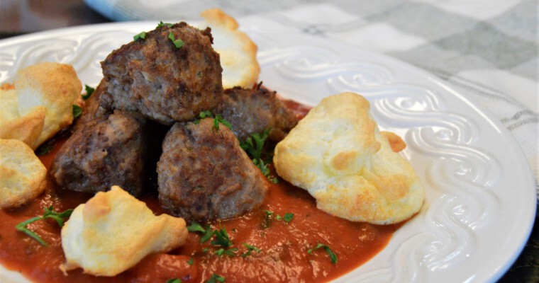 Parmesan Meringue Clouds and Meatballs